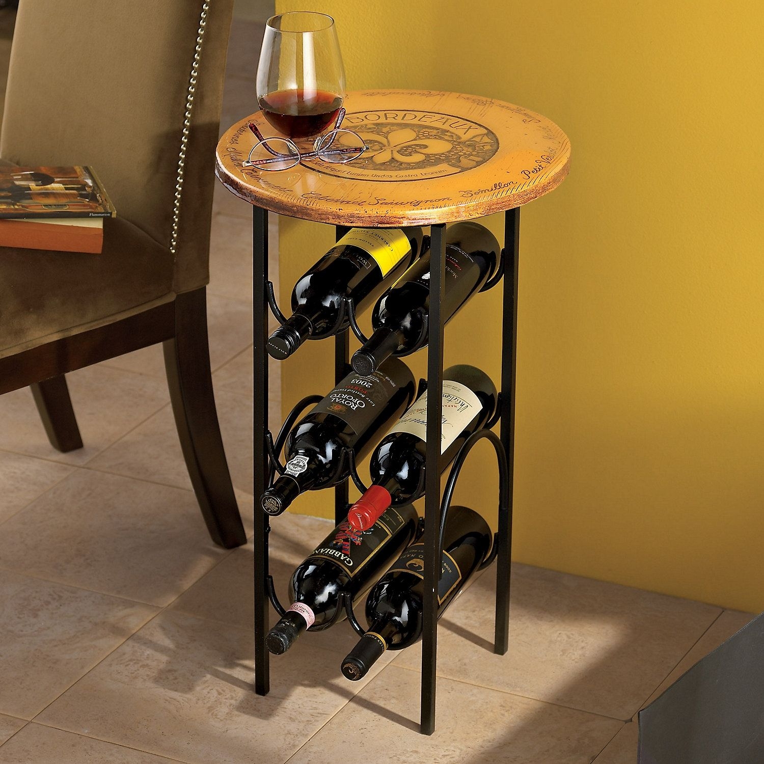 Wine rack made from horseshoes