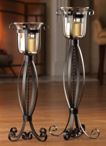 Wrought iron floor candle holders 1