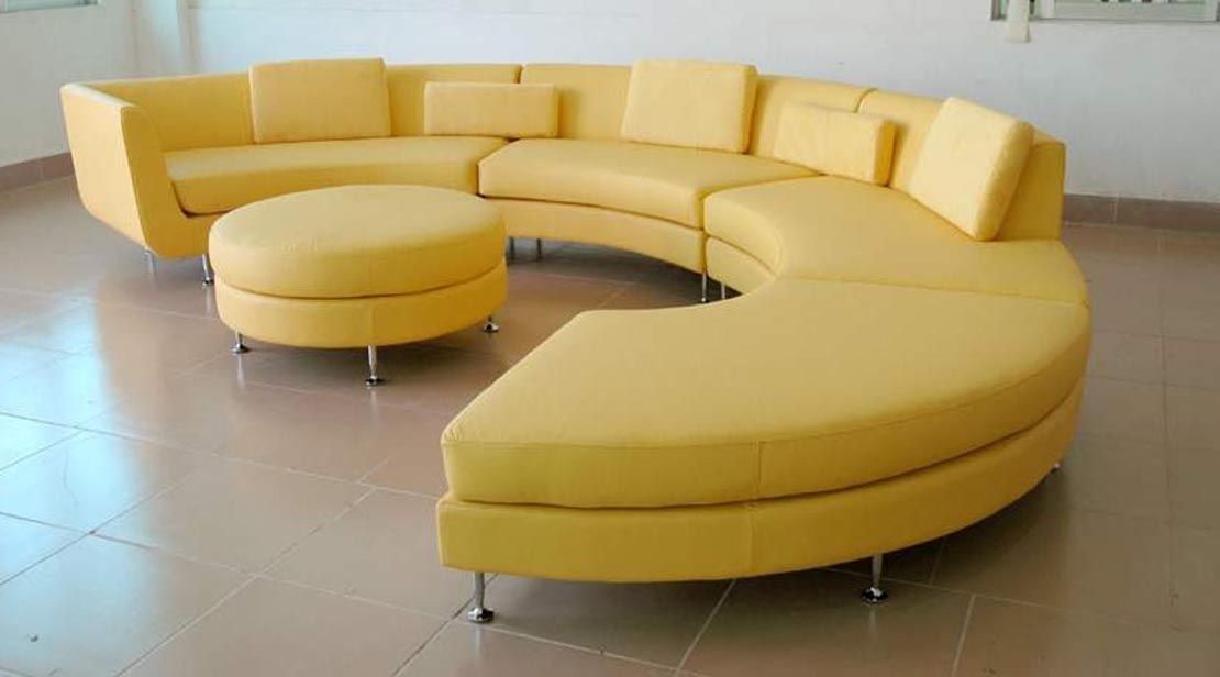 Yellow leather sectional 2