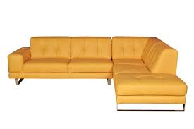Yellow leather sectional couch