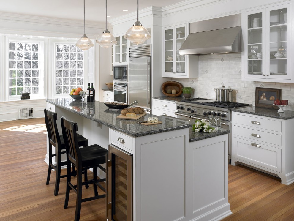 modern kitchen island with raised bar top