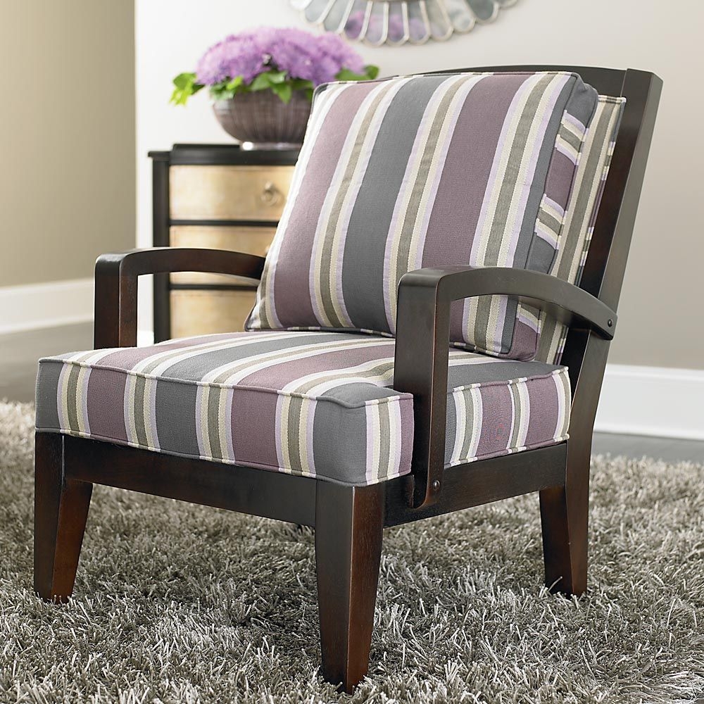 Blue Striped Accent Chair 