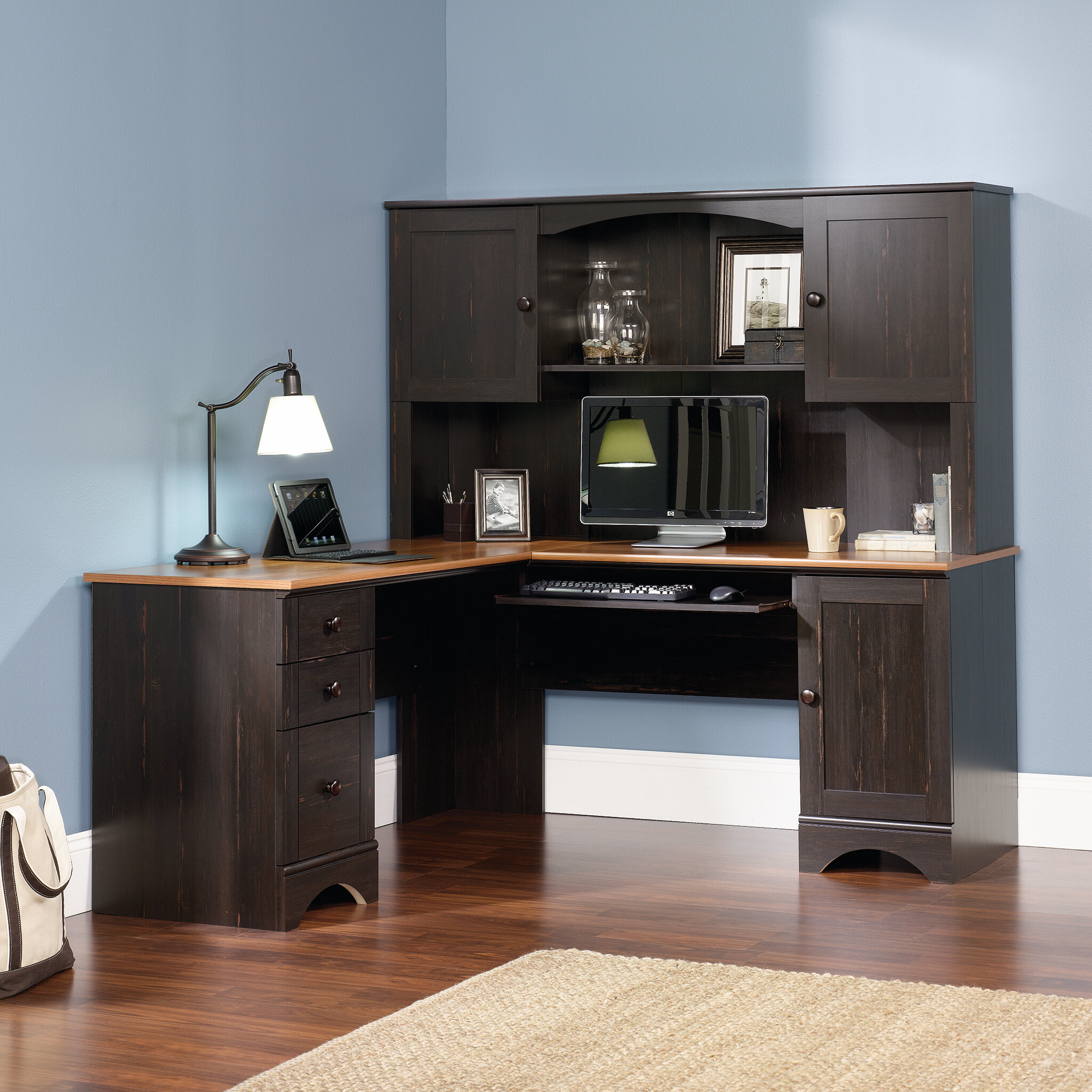 Corner desks with hutch for home office 6