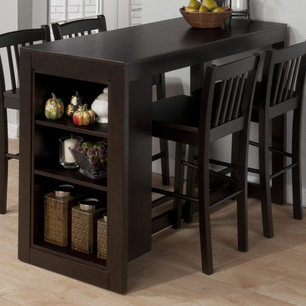 Counter height dining table with storage
