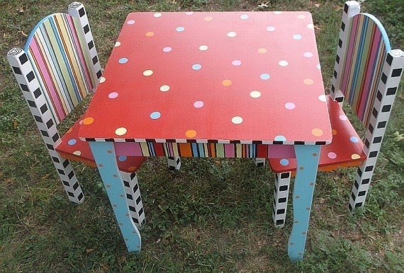 Custom wooden childrens table and chairs