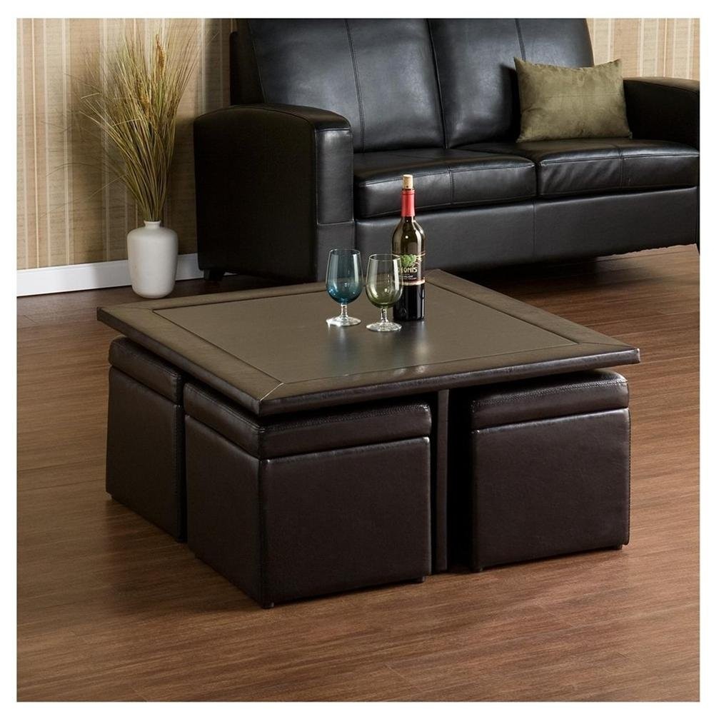 Dual Purpose Living Room Barton 5 Piece Coffee Table Set In Dark Chocolate