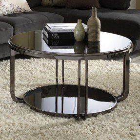 Edison black nickel plated castered modern round coffee table