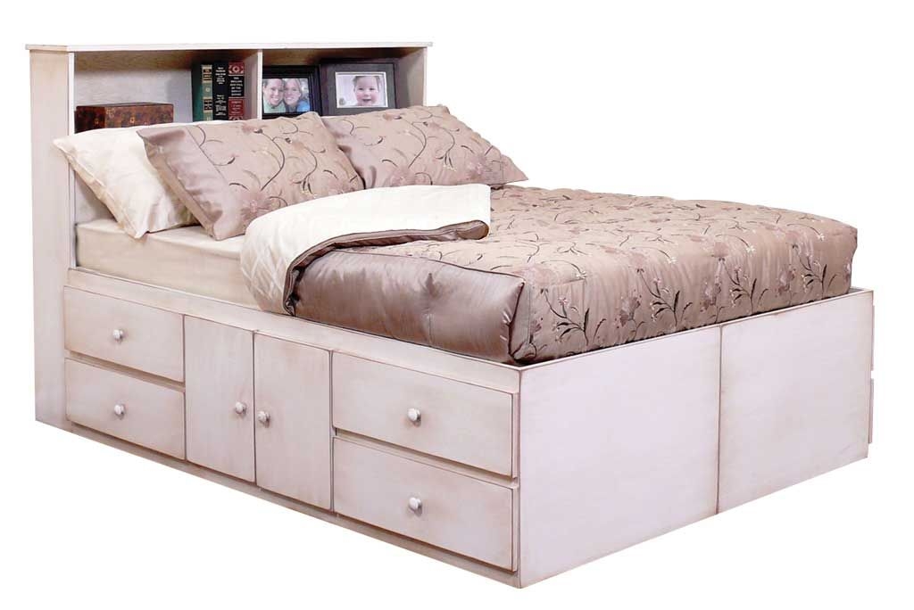Full size bed frame with drawers