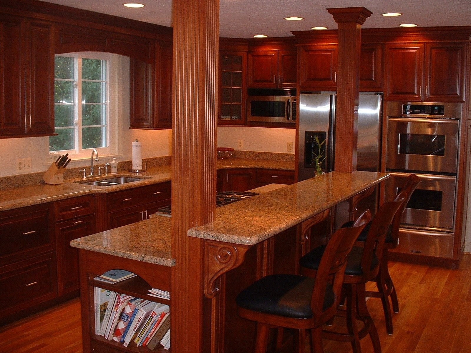 island with bar in kitchen