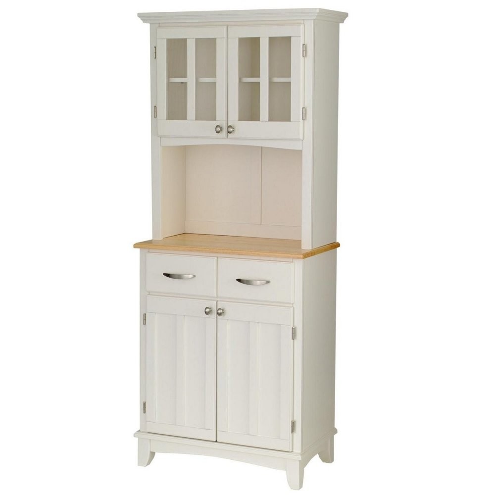 Home Styles White Buffet With Natural Wood Top And 2 Glass Door Hutch