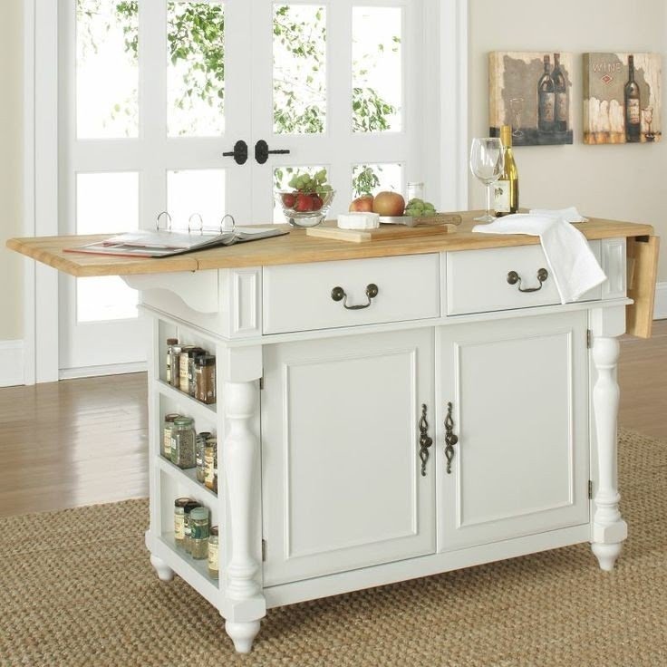 Kitchen island with wheels and drop leaf