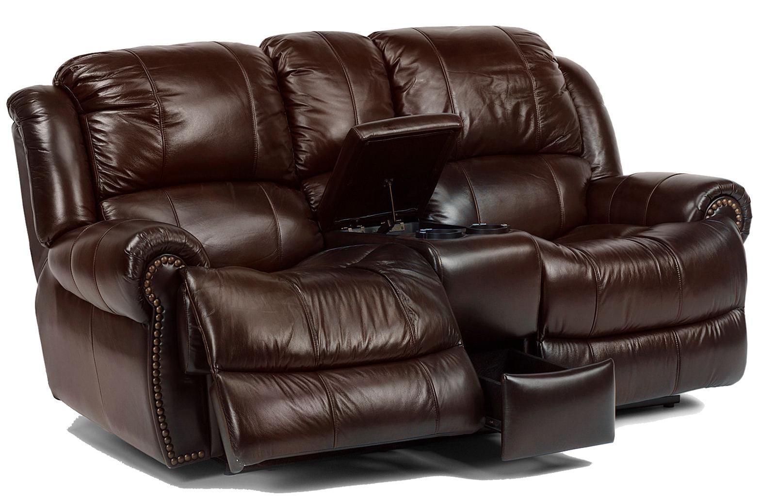 Leather Reclining Sofa With Cup Holders 
