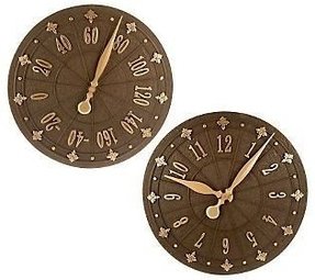 outdoor clock and thermometer set