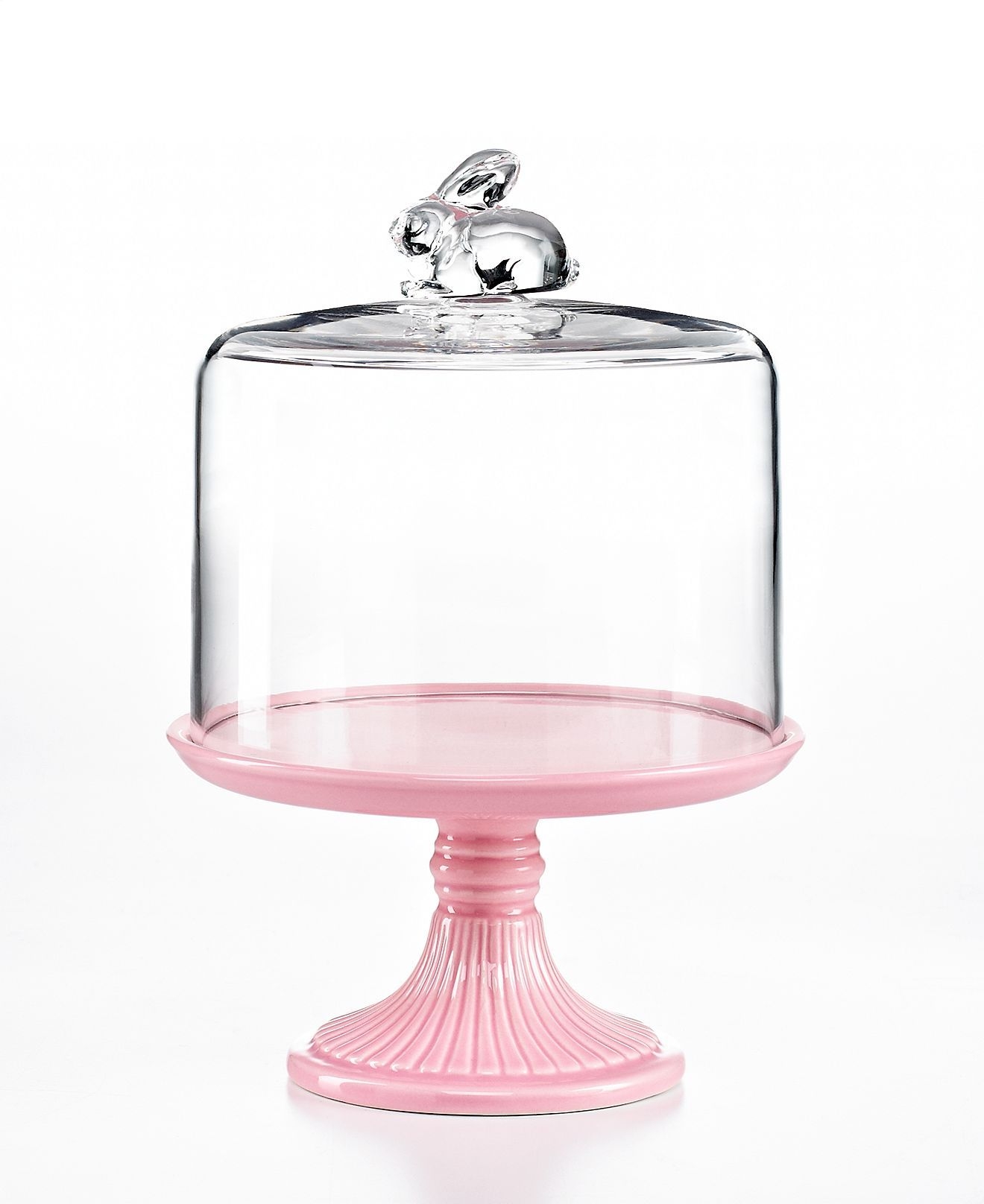 Pink cake stand with dome