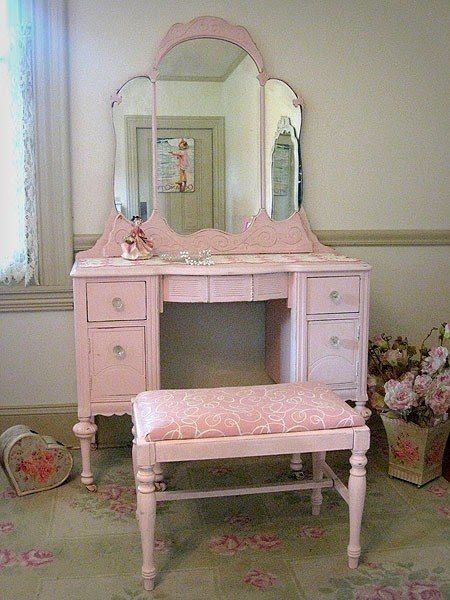 Pink vanity table