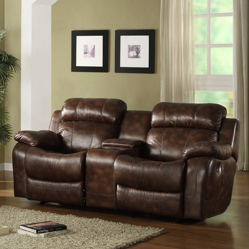 Reclining loveseat with console cup holders