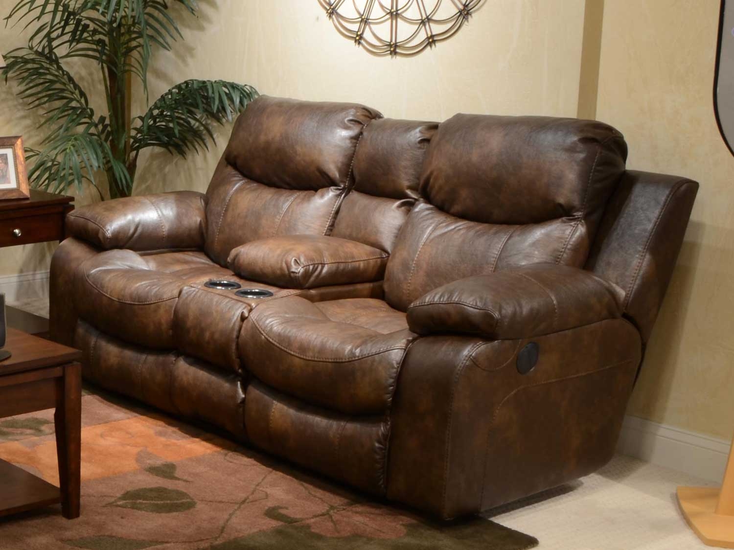 Reclining sofa with cup holders