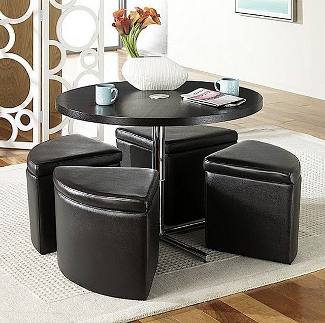 Round coffee table with storage ottomans 1