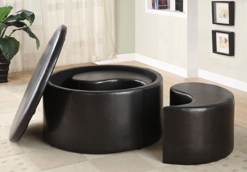Round coffee table with storage ottomans 3