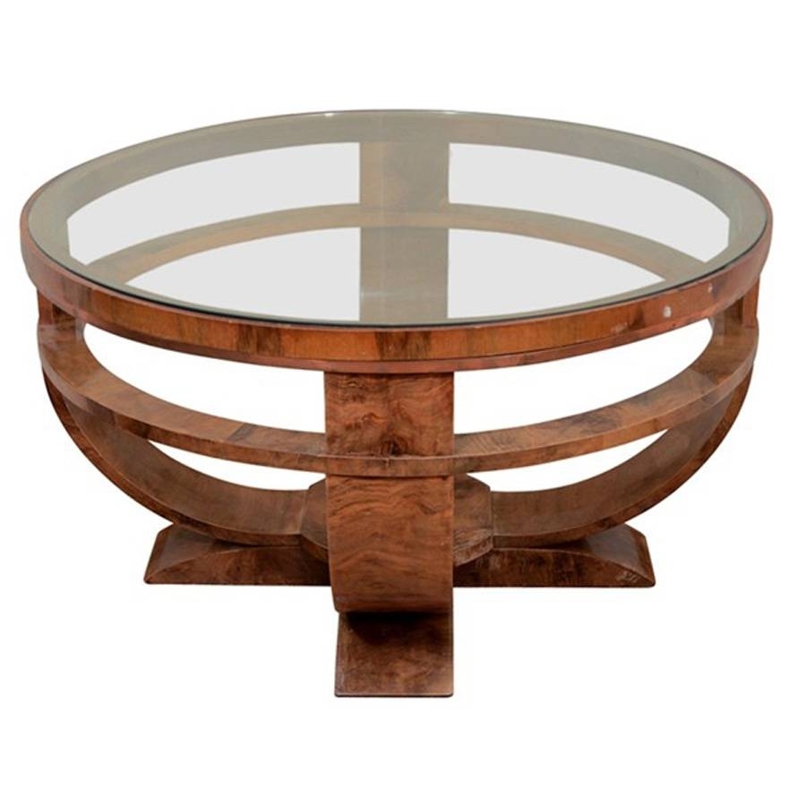 Round wood coffee table with glass top 8