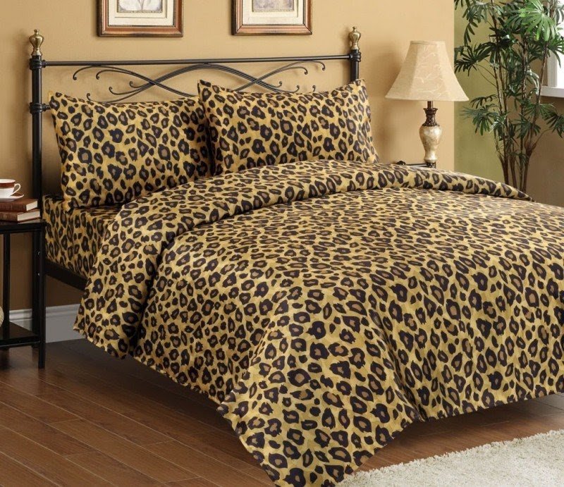 Satin queen size leopard sheet set