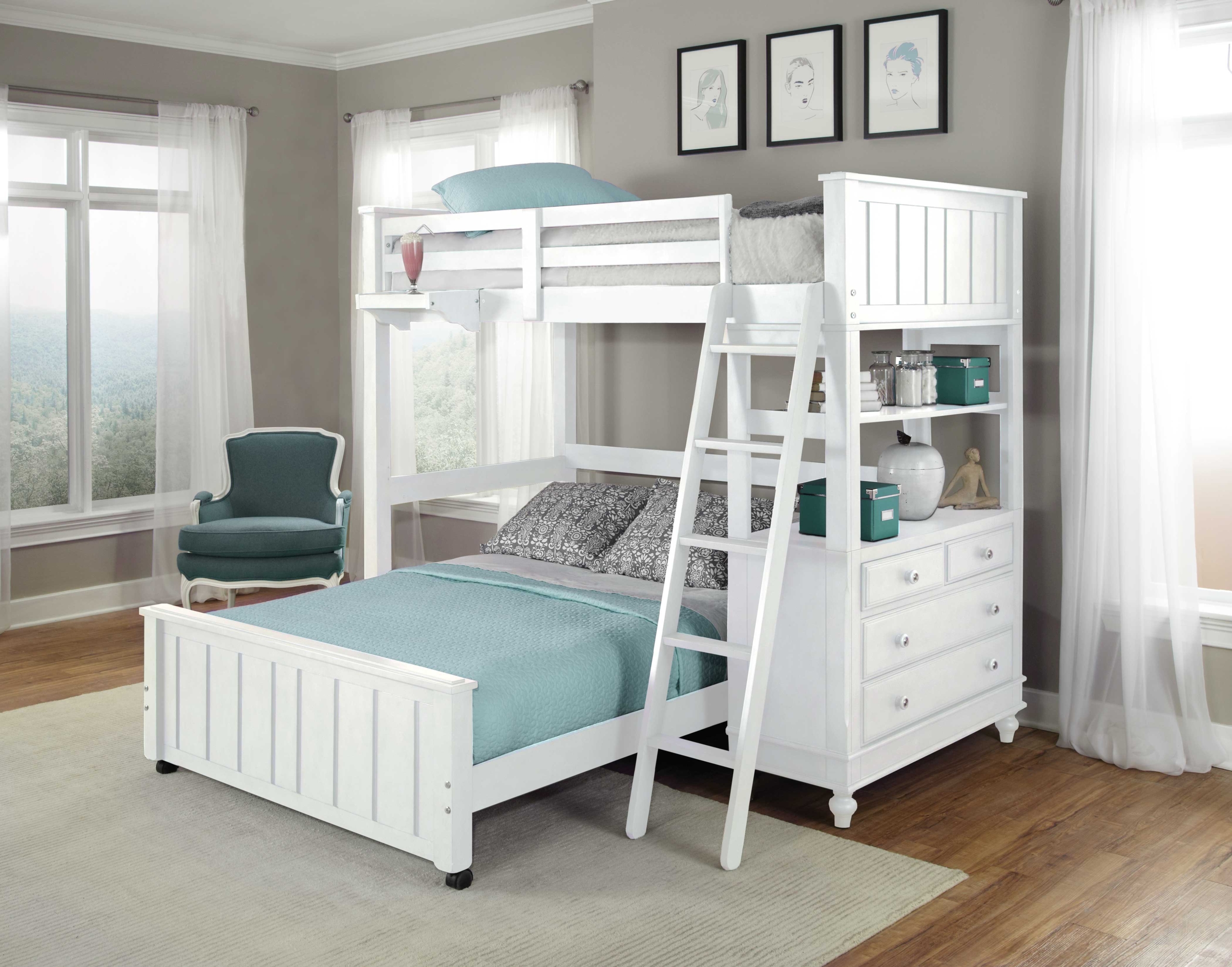 twin full bunk bed with desk
