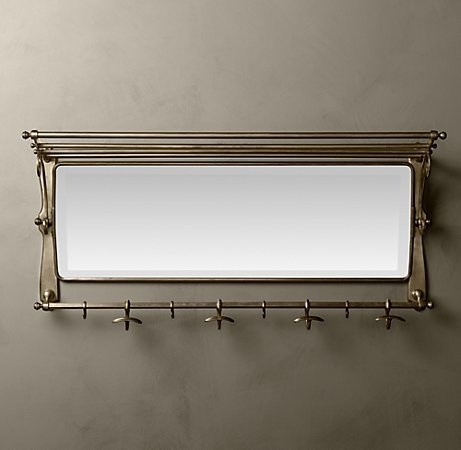 Wall mirror with hooks