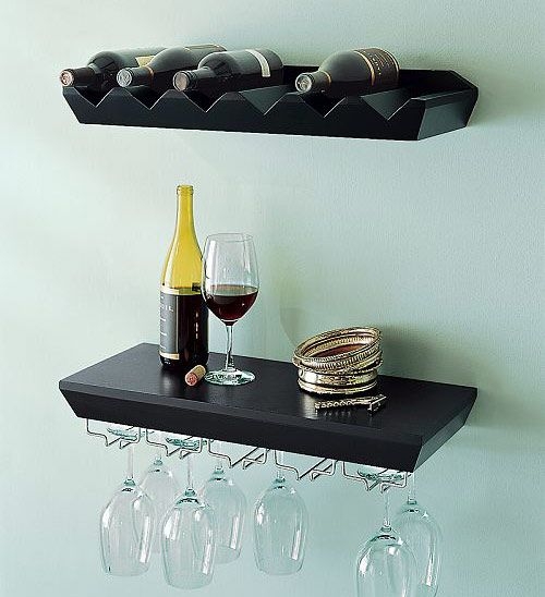 Wall mounted wine cabinet with glass