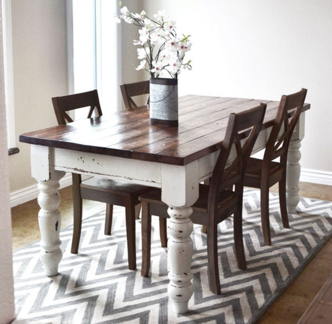 White distressed dining table