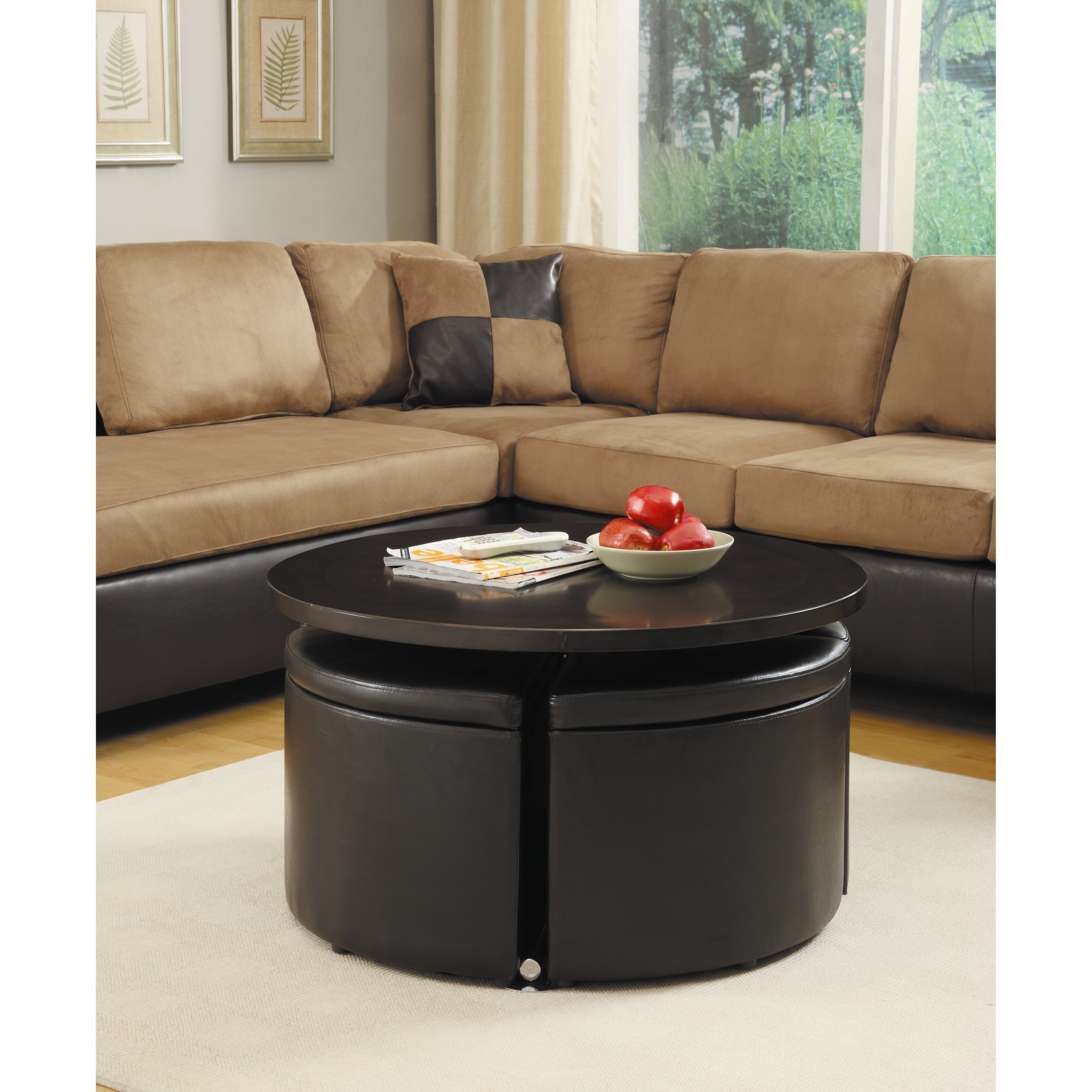 Woodbridge home designs rowley gas lift coffee table with ottomans