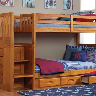 Solid Wood Bunk Beds With Stairs - Ideas on Foter
