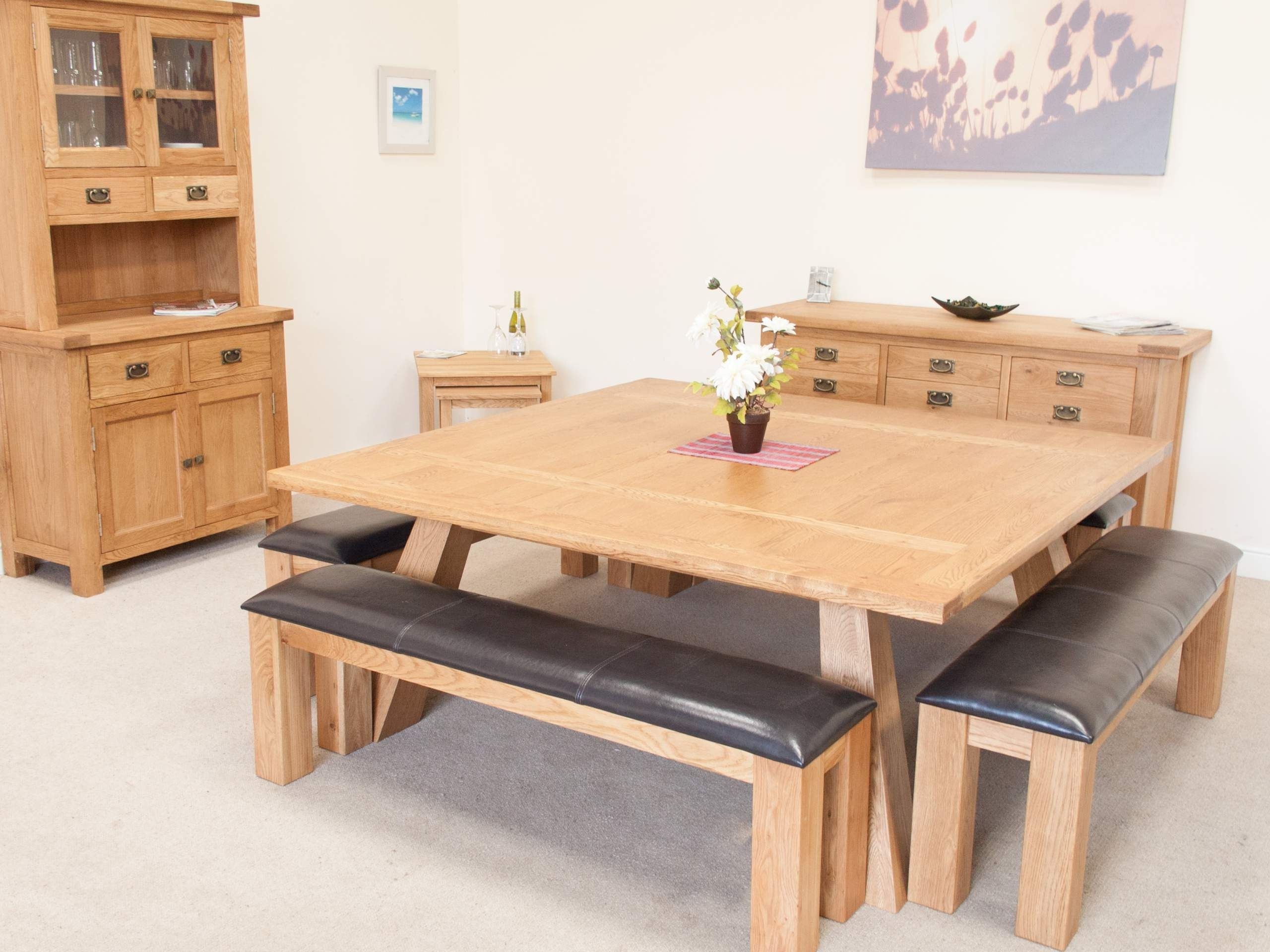 8 seater oak dining table
