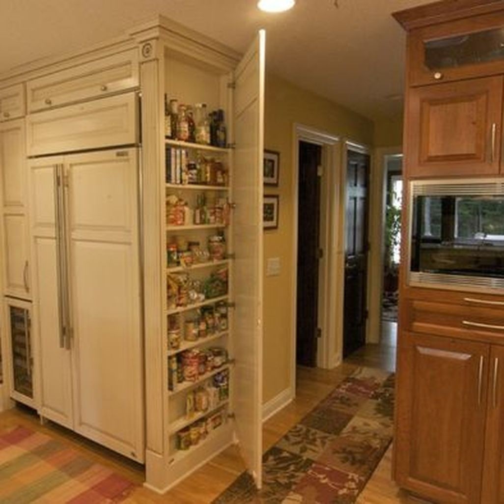 Built in refrigerator look excellent extra storage for small kitchens