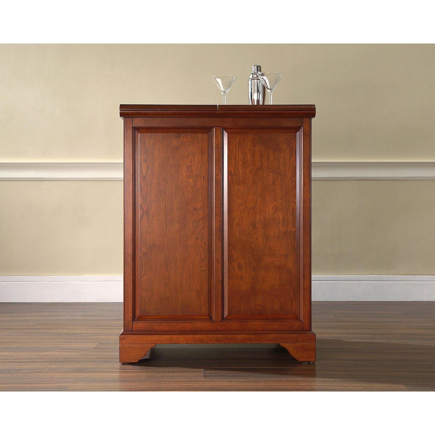 Crosley lafayette expandable bar cabinet in classic cherry