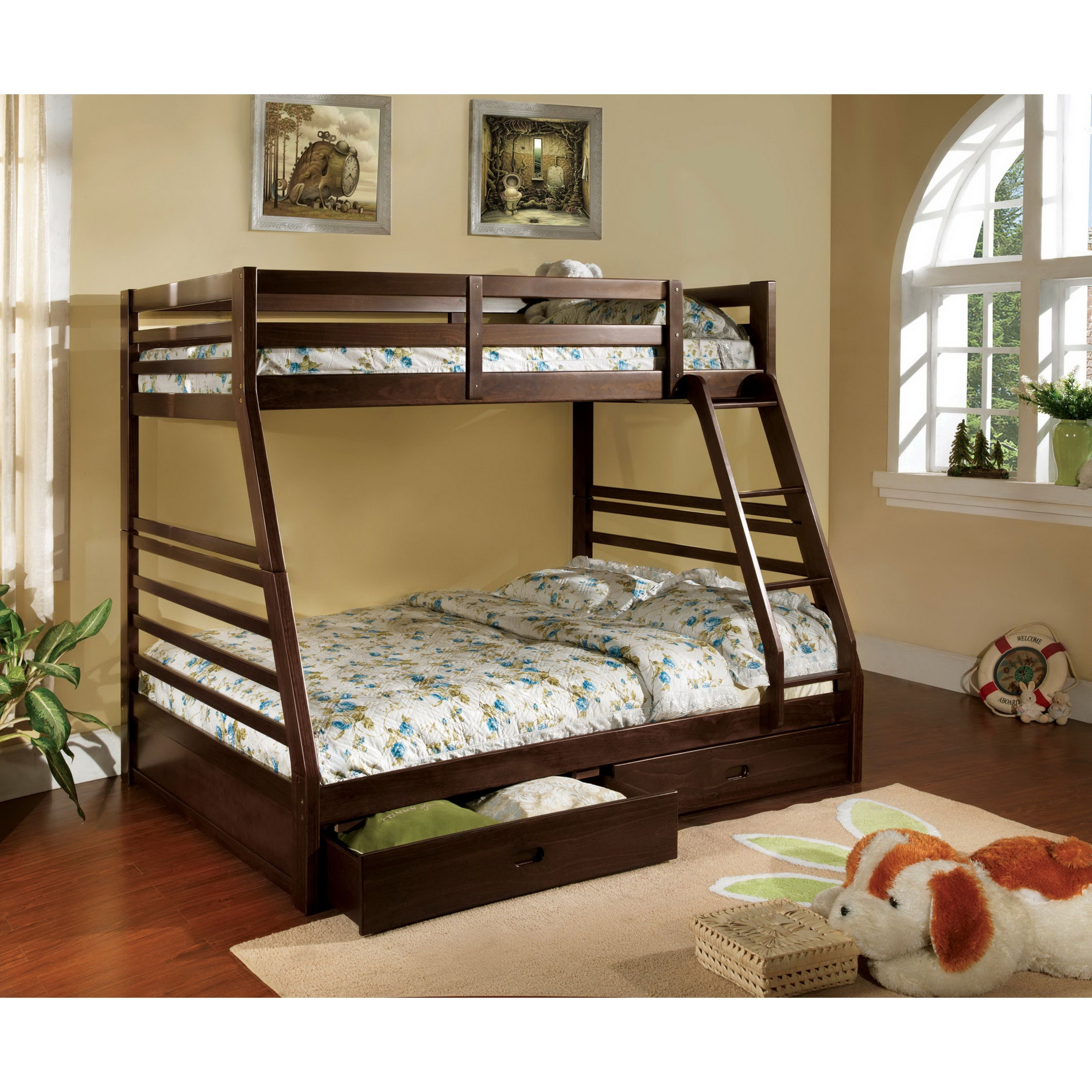 Furniture of America Furniture of America Redden Twin over Full Bunk Bed with Storage Drawers