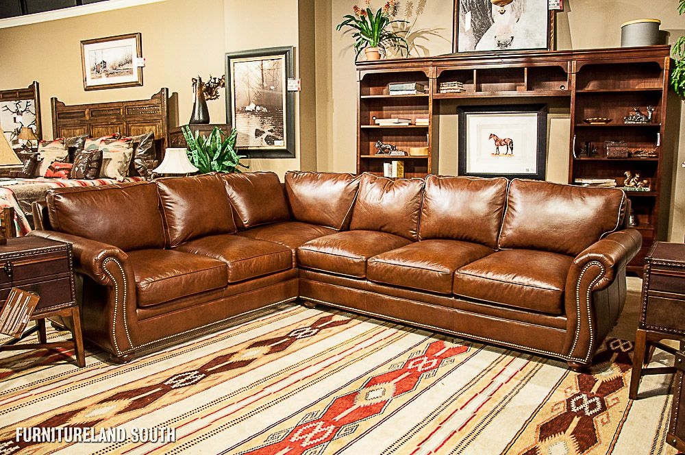 Leather nailhead sectional