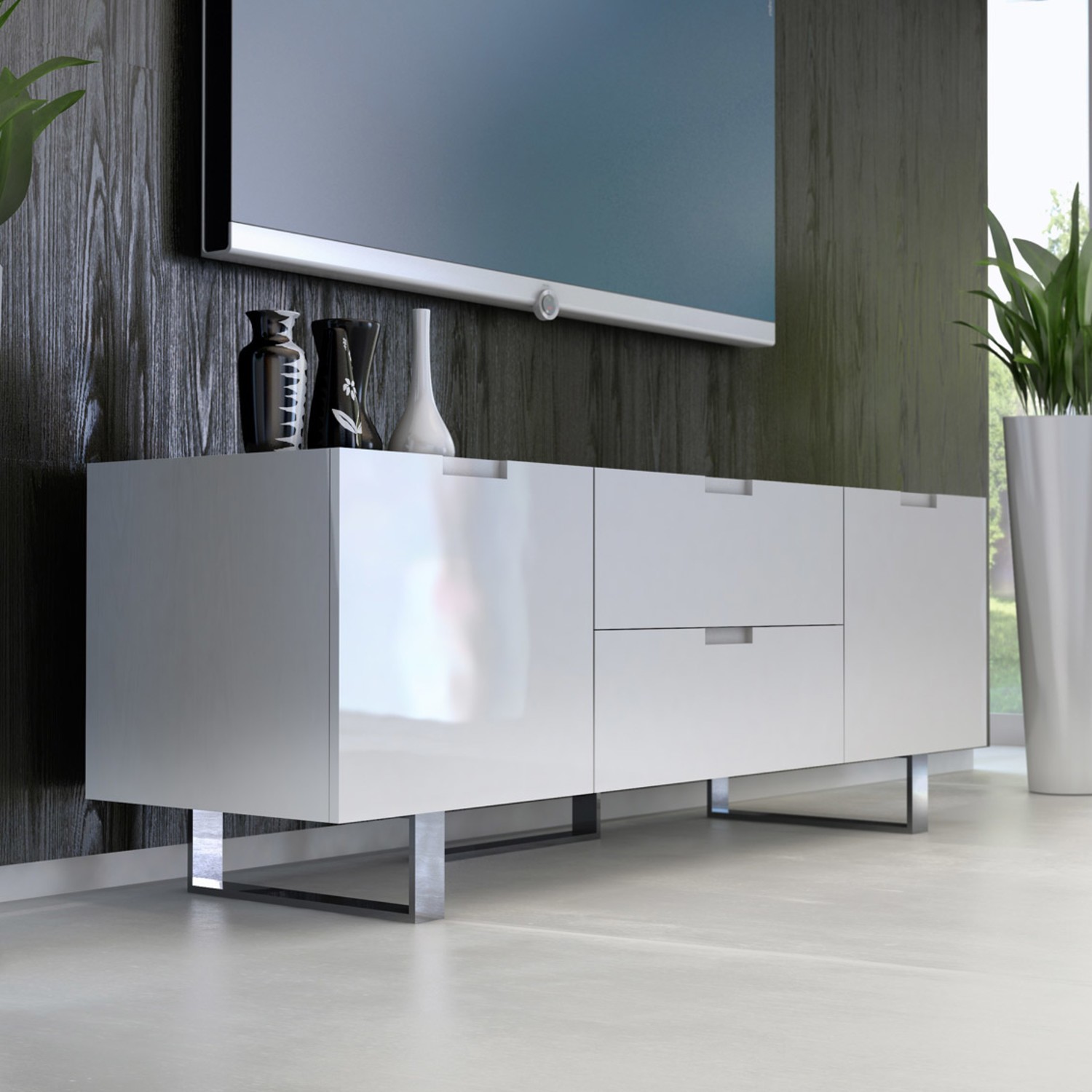 White media outlet console modern