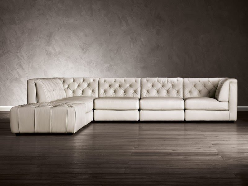 Nailhead leather sectional