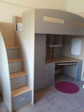 loft bunk beds with desk and drawers