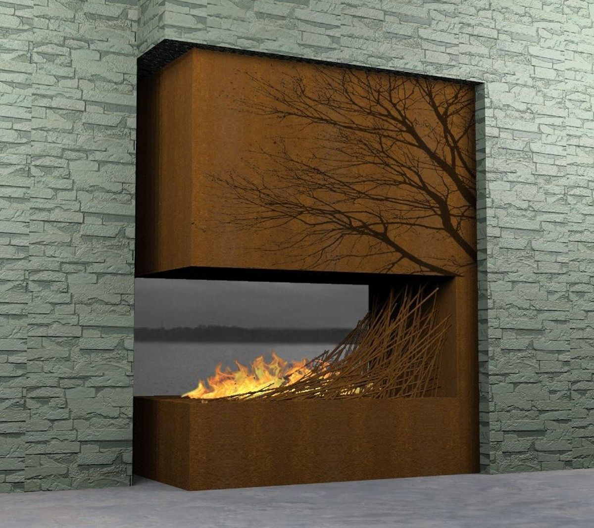 Outdoor metal fireplace 6