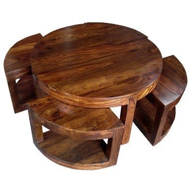 Round coffee table with stools 1