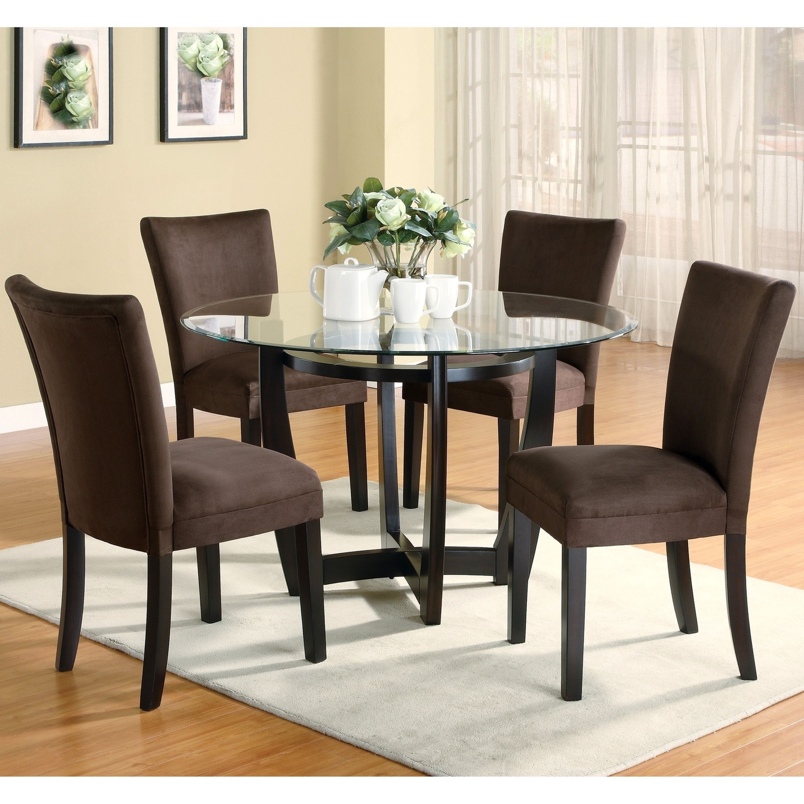 small round glass dining table set for 4