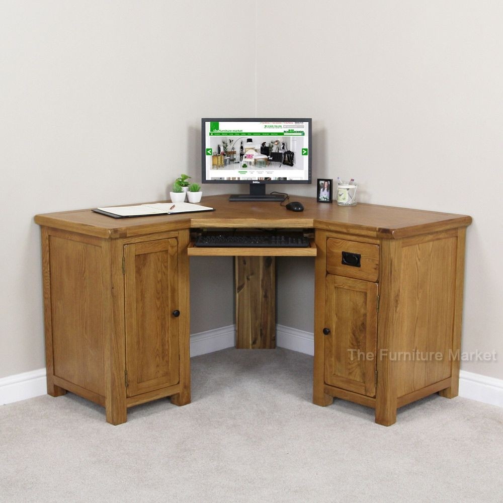Rustic oak corner desk