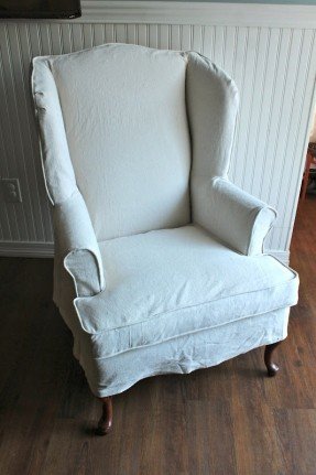 Slipcovered wingback chair 2