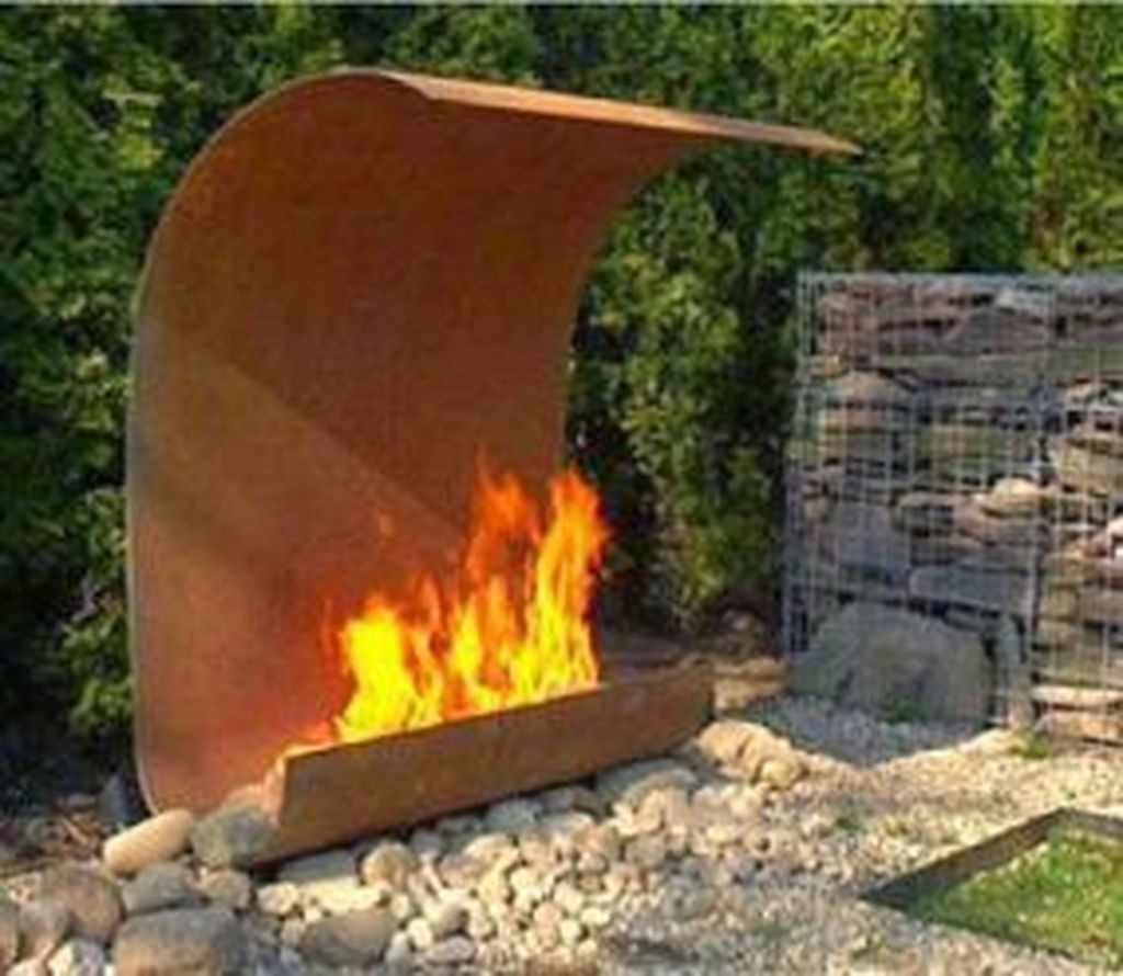 Steel outdoor fireplace