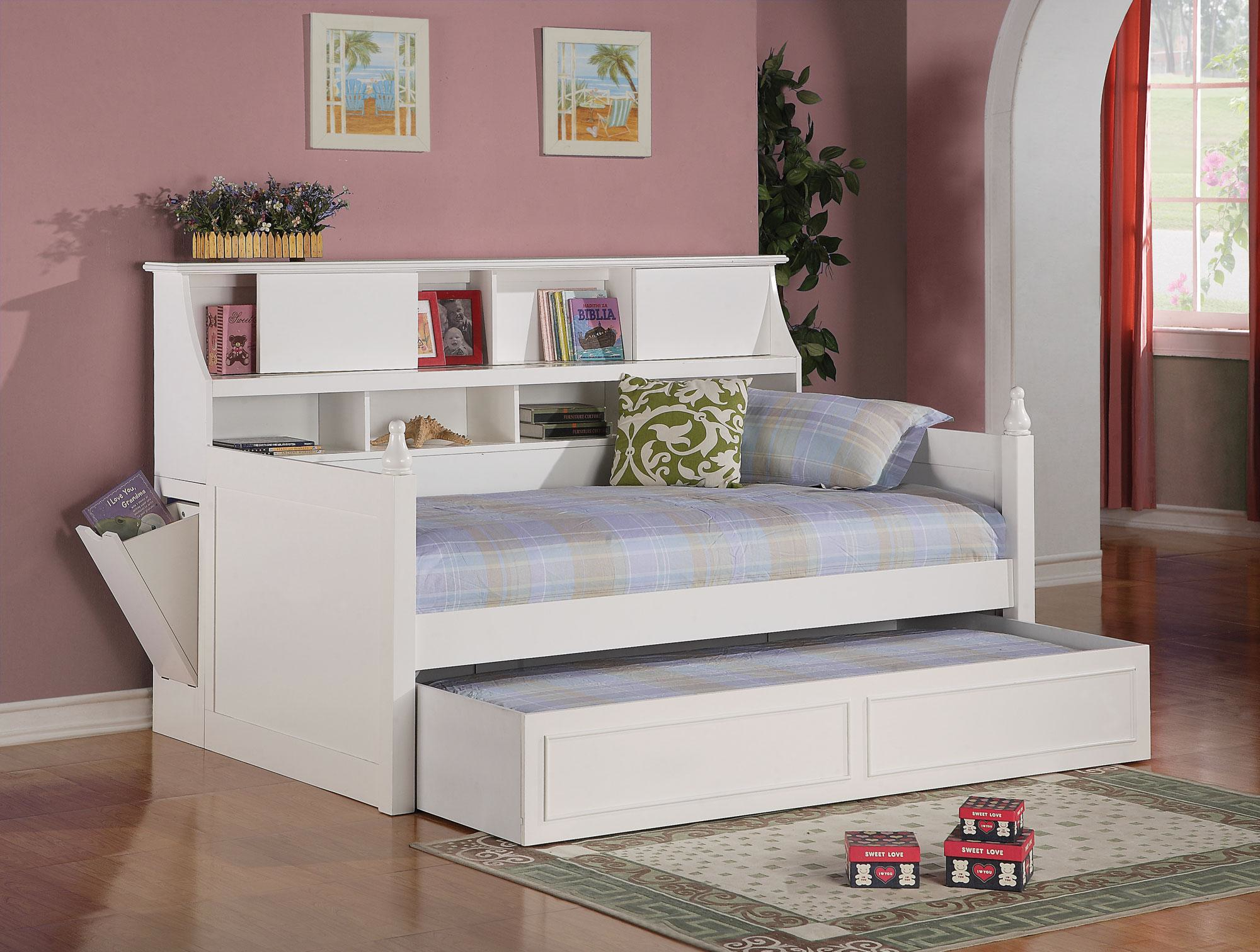 Trundle bed with bookcase headboard 1
