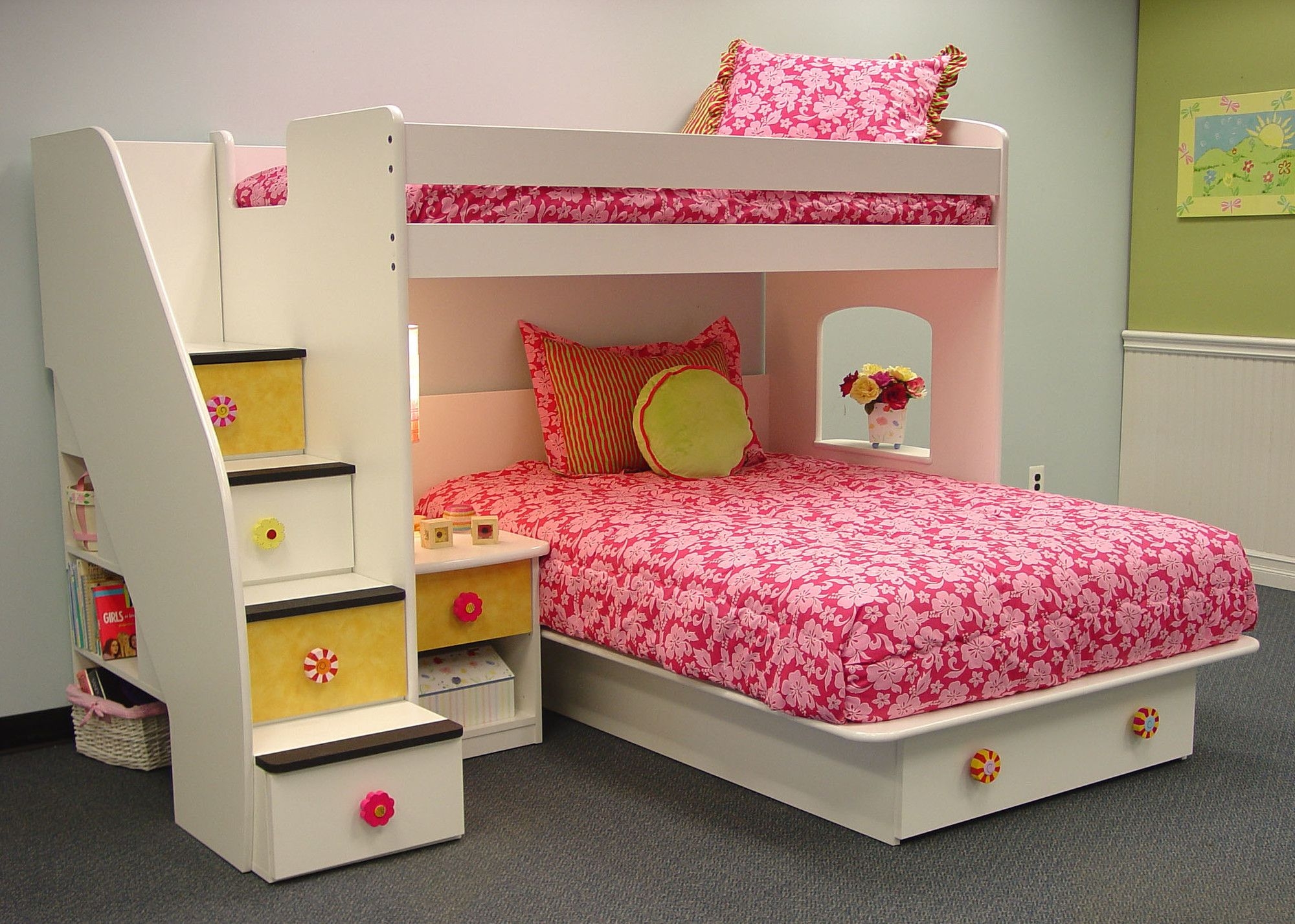 Utica Loft Twin over Full Bunk Bed with Stairs and Storage