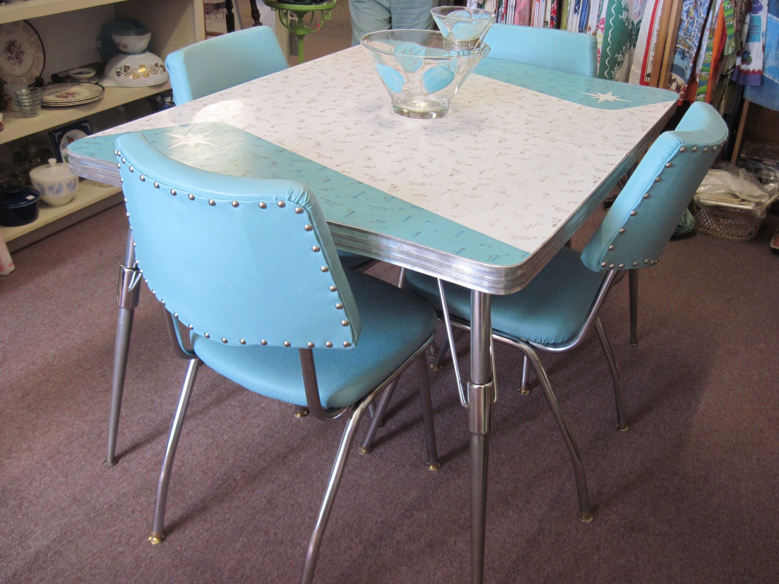 vintage 70's formica kitchen table with beige with brown edge