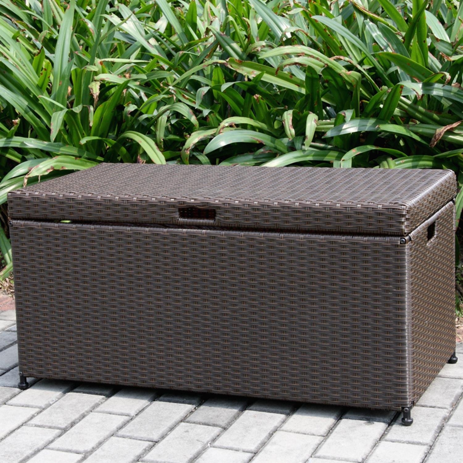 96-Gallon Wicker Patio Deck Box,Outdoor Rattan Storage Container Deck Boxes for Patio Cushions,Gardening Tools 