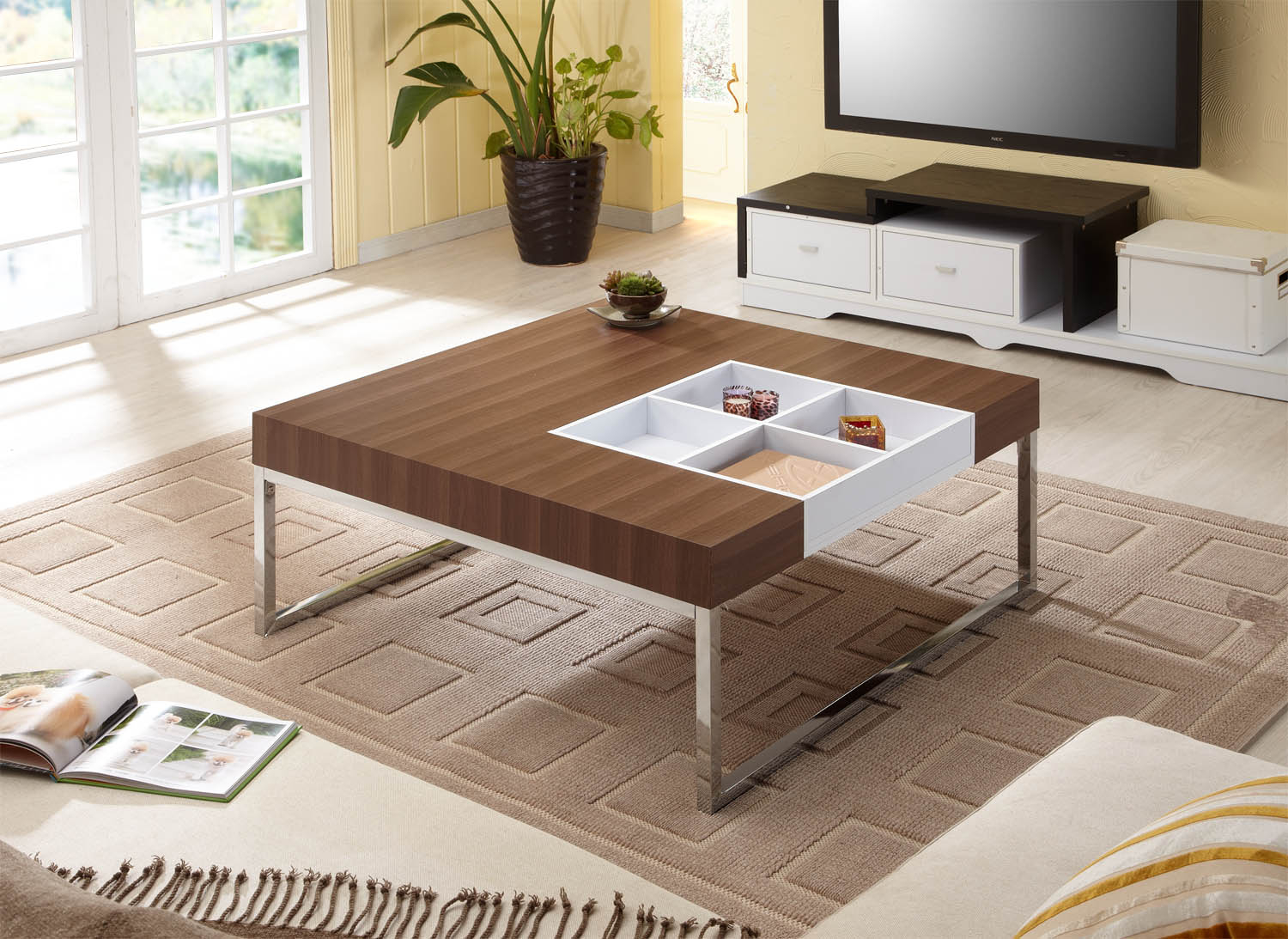 Wood and chrome coffee table 22